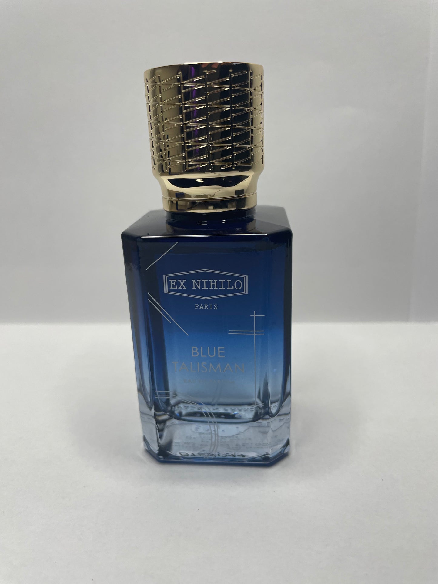 A bottle of Ex Nihilo Blue Talisman. This is the full bottle of the fragrance that you will recieve samples of.